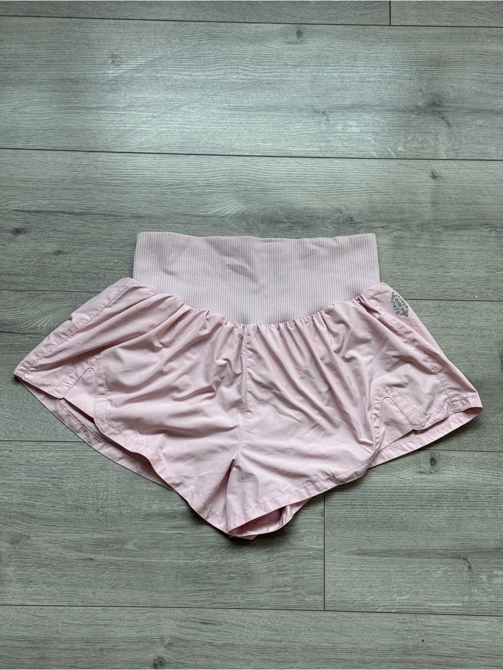 FP Movement by Free People Light Pink Ribbed Waist Athletic Shorts